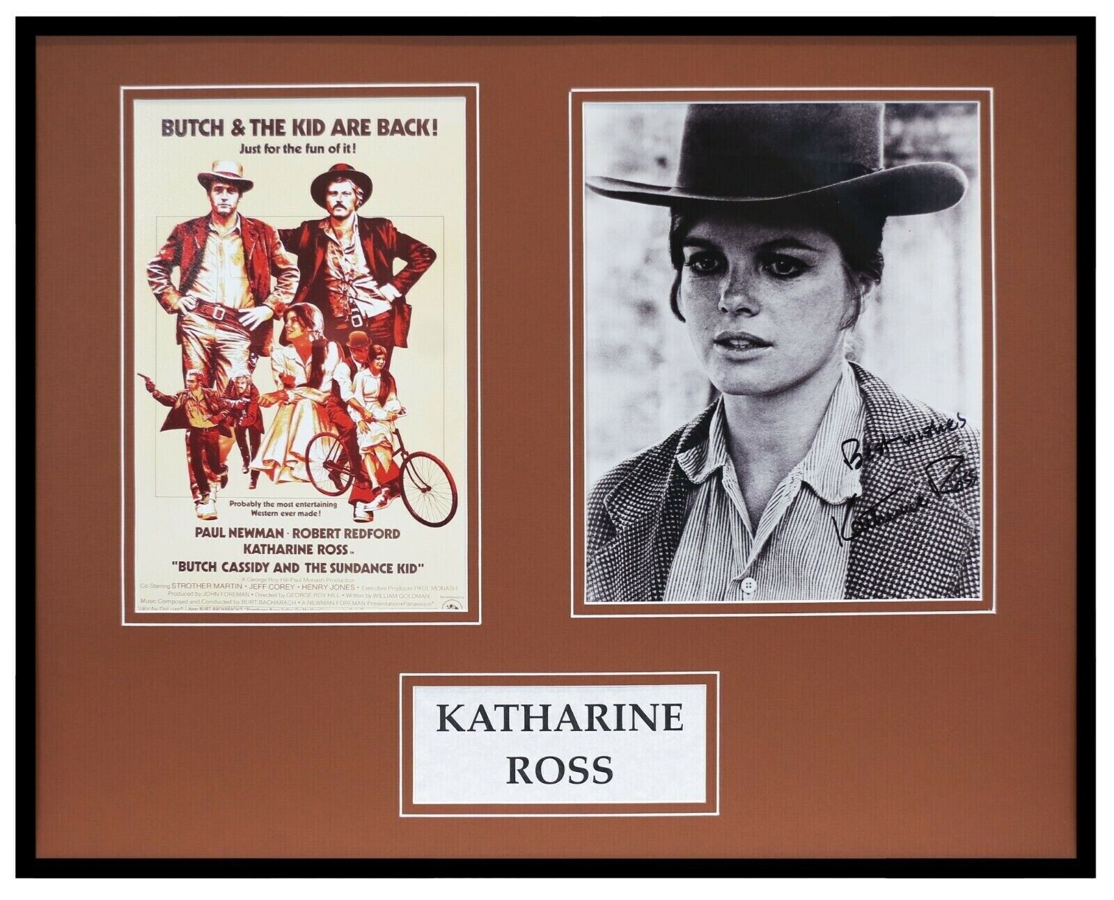 Katharine Ross Signed Framed 16x20 Photo Set Butch Cassidy