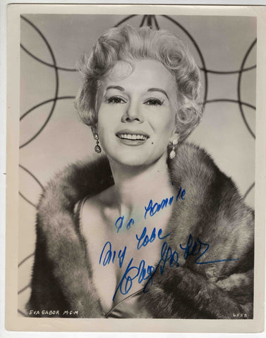 Eva Gabor Signed 8x10 Photo JSA Green Acres Rescuers Aristocrats Match Game W