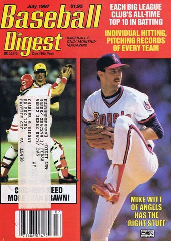 ORIGINAL Vintage July 1987 Baseball Digest Magazine Mike Witt