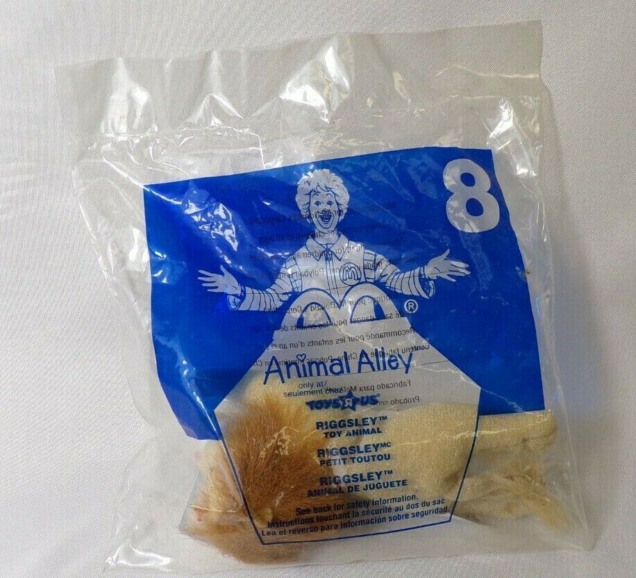 VINTAGE SEALED 2001 McDonald's Toys R Us Animal Alley Riggsley Lion Plush #8