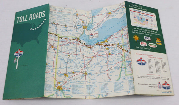 VINTAGE Circa 1960s American Gas Oil Amoco Toll Roads Map