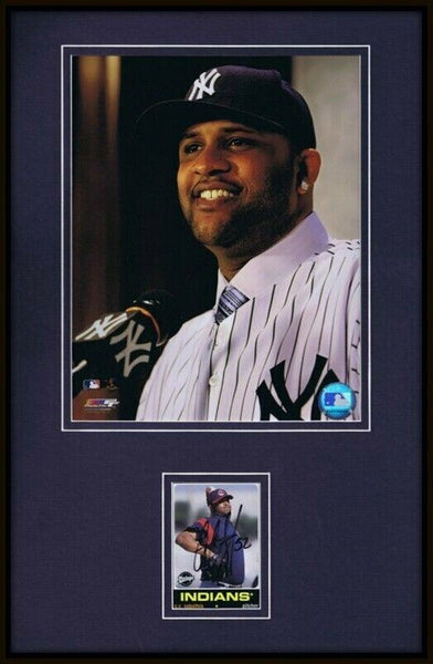 CC Sabathia Signed Framed 11x17 Photo Display Yankees Intro Press Conference 