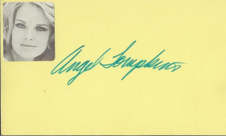 Angel Tompkins Signed Vintage 3x5 Index Card JSA 