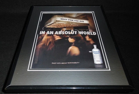 2008 Absolut Vodka Framed 11x14 ORIGINAL Vintage Advertisement