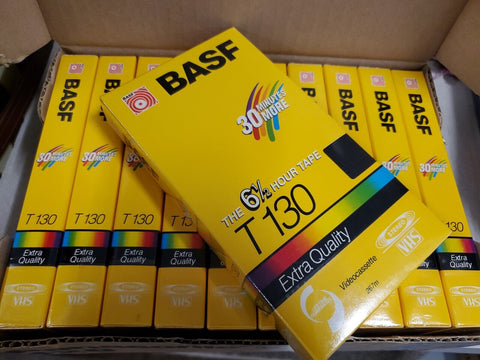 VINTAGE SEALED BASF T130 VHS 6.5 Hour Stereo Blank Cassette Tape