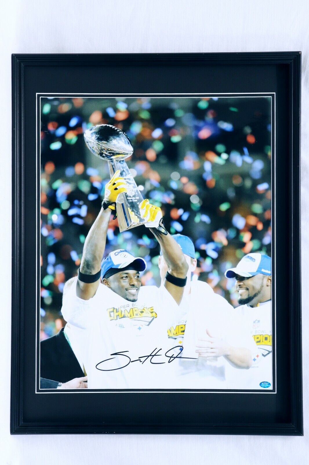 Santonio Holmes Signed Framed 16x20 Photo Poster Super Bowl XLIII Steelers