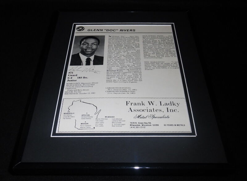 Doc Rivers Facsimile Signed Framed 11x14 ORIGINAL 1982 Marquette Program Display