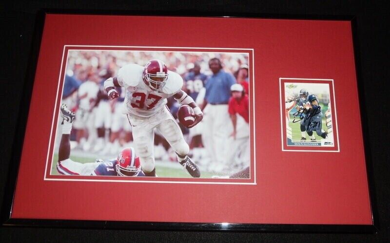 Shaun Alexander Signed Framed 11x17 Photo Display Alabama Seahawks