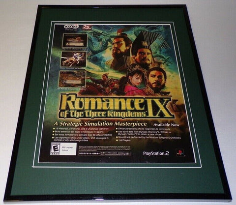 Romance of the Three Kingdoms IX 2004 PS2 Framed 11x14 ORIGINAL Advertisement