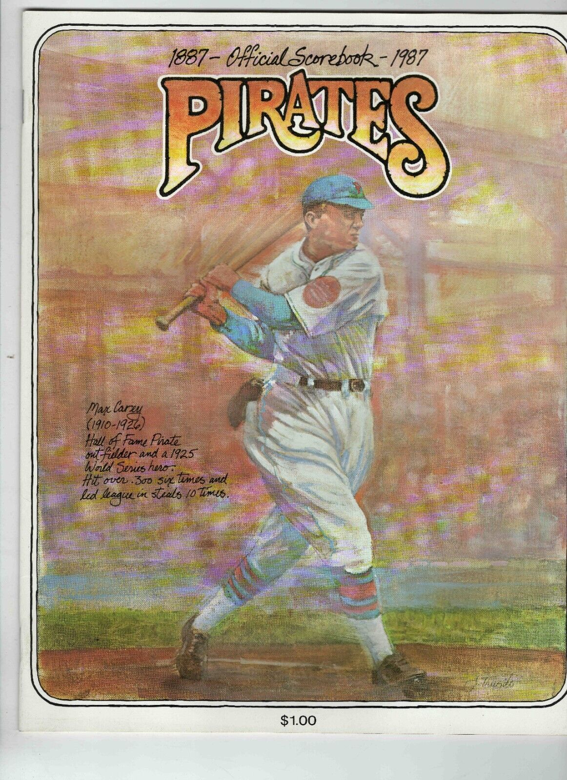 1987 San Diego Padres @ Pittsburgh Pirates Scorecard Program Magazine Unscored