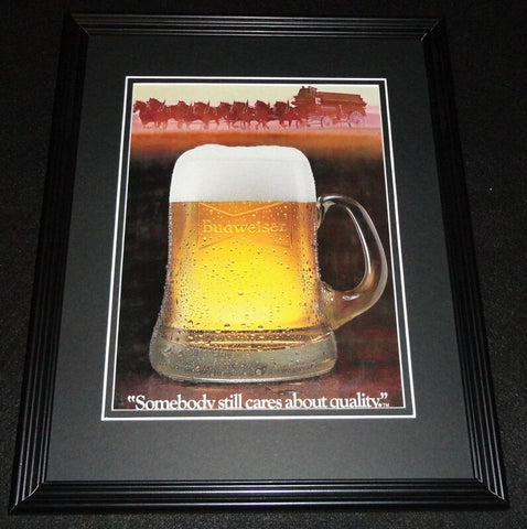 1986 Budweiser Beer Somebody Cares Framed 11x14 ORIGINAL Advertisement