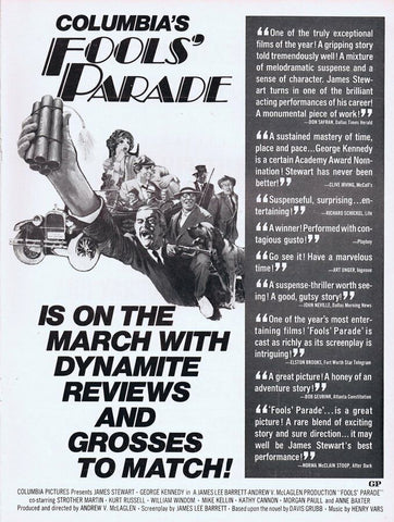 Fool's Parade 1971 ORIGINAL Vintage 9x12 Industry Ad James Stewart