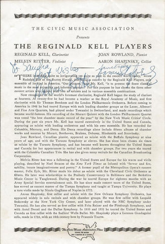 Reginald Kell Players Signed Vintage Program JSA