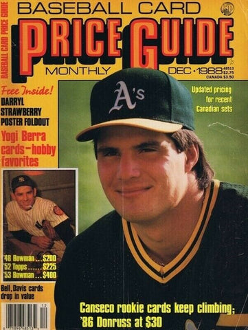 ORIGINAL Vintage Dec 1989 Baseball Card Price Guide Jose Canseco A's