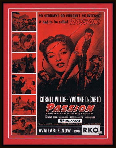 ORIGINAL Vintage 1954 Passion 11x14 Framed Advertisement Yvonne Decarlo