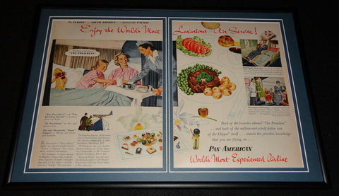 1951 Pan American Airlines Framed 12x18 ORIGINAL Advertising Display