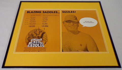 1974 Blazing Saddles 16x20 ORIGINAL Framed Industry Advertisement Mel Brooks