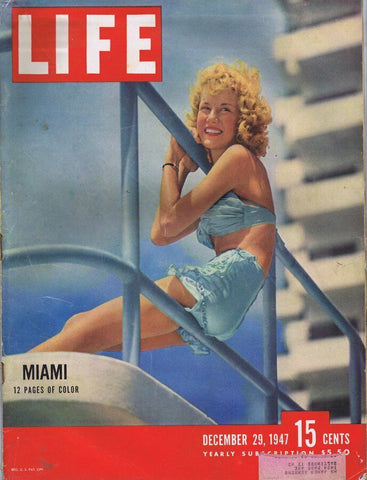 ORIGINAL Vintage Life Magazine December 29 1947 Miami Swimsuit Cover