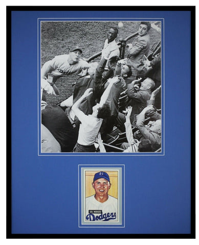 Gil Hodges 16x20 Framed 1951 Bowman Reprint Card & Photo Display Dodgers