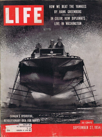 ORIGINAL Vintage Life Magazine September 27 1954 Canada Hydrofoil