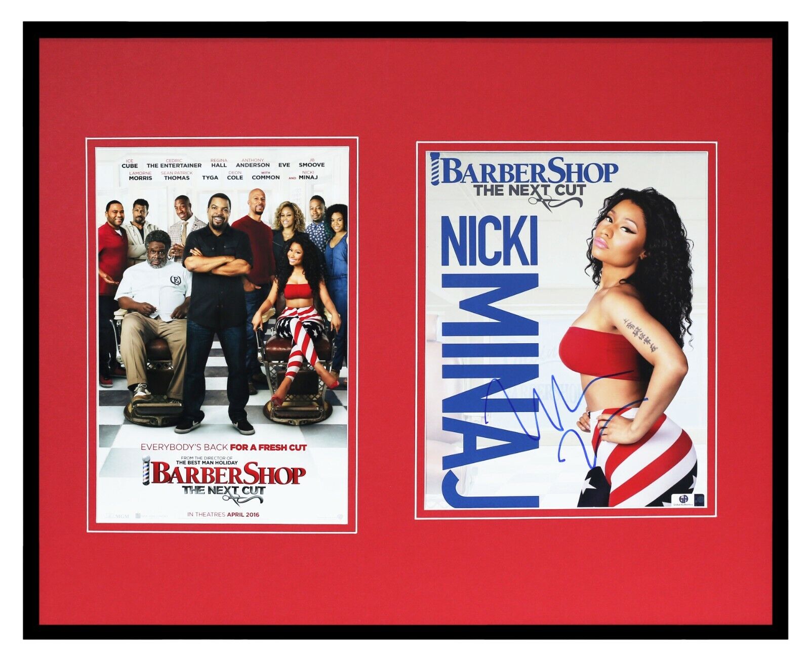 Nicki Minaj Signed Framed 16x20 Photo Poster Set Barbershop the Next Cut