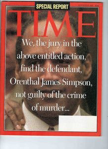 Oct 16 1995 Time Magazine OJ Simpson Not Guilty