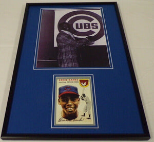 Ernie Banks Framed 12x18 Topps Rookie Card Reprint & Cubs Photo Display