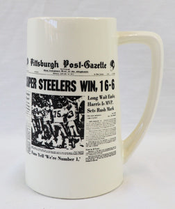 Post Gazette Super Bowl IX Pittsburgh Steelers vs Minnesota Vikings Beer Stein