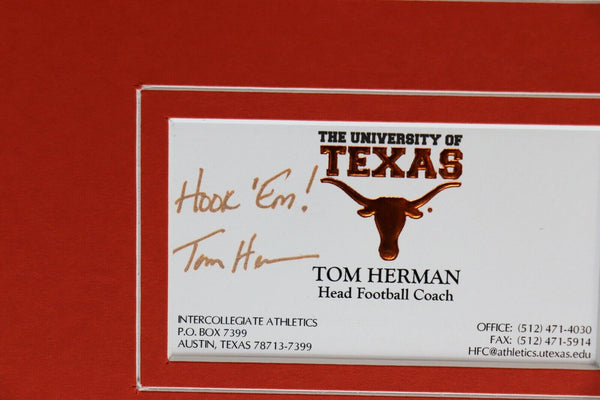 Tom Herman Signed Framed 16x20 Business Card & Photo Display Texas Longhorns