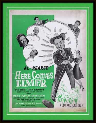 ORIGINAL Vintage 1943 Here Comes Elmer 11x14 Framed Advertisement Dale Evans