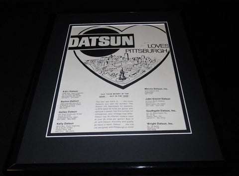 1979 Datsun Loves Pittsburgh 11x14 Framed ORIGINAL Vintage Advertisement 