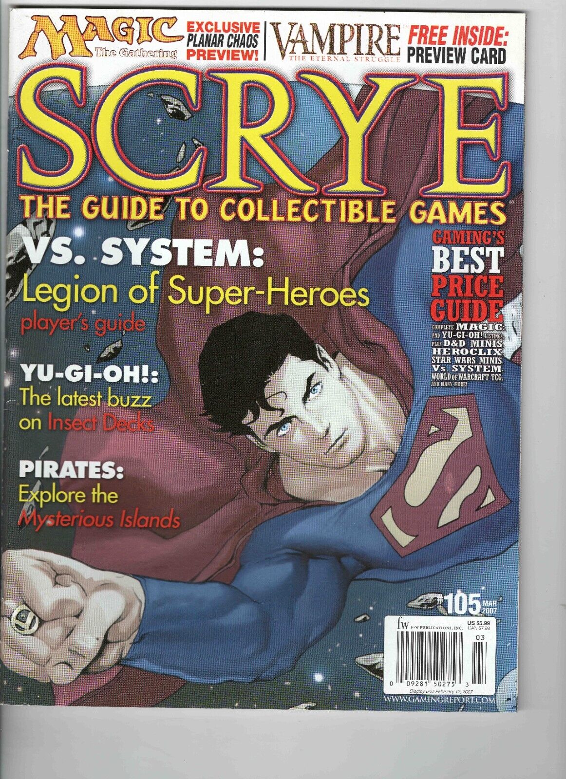 Scrye Magazine #107 VINTAGE 2007 Magic the Gathering Superman VS System