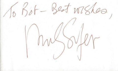 Morley Safer Signed 3x5 Index Card 60 Minutes