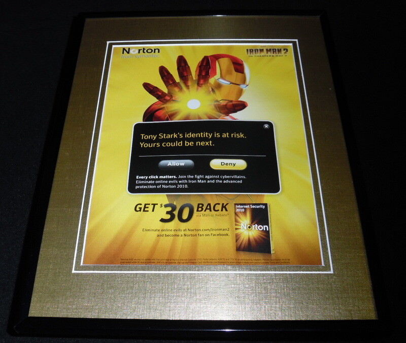 Iron Man 2010 Symantec Norton Framed 11x14 ORIGINAL Advertisement 