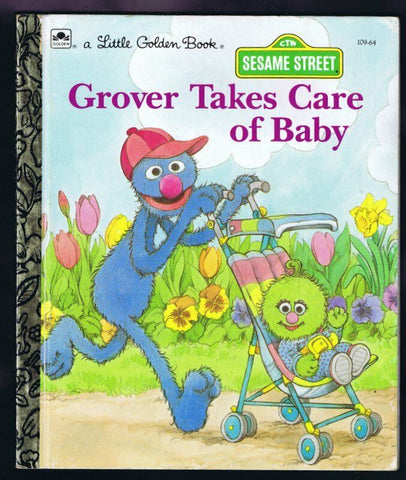 ORIGINAL Vintage 1987 Sesame Street Grover Takes Care of Baby Golden Book  