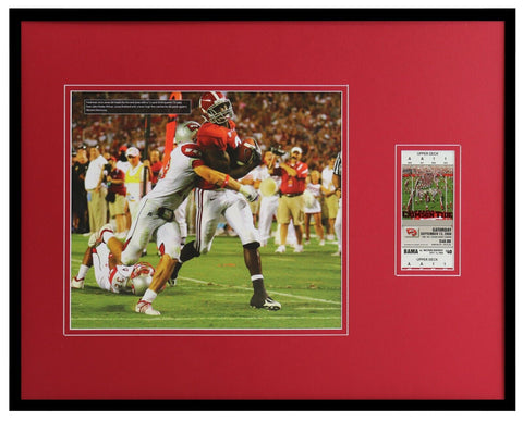 Julio Jones Framed 16x20 Photo & 2008 Alabama vs W Kentucky Replica Ticket Set