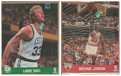 VINTAGE SEALED 1990 Hoops Michael Jordan + Larry Bird 8x10 Photo Cards