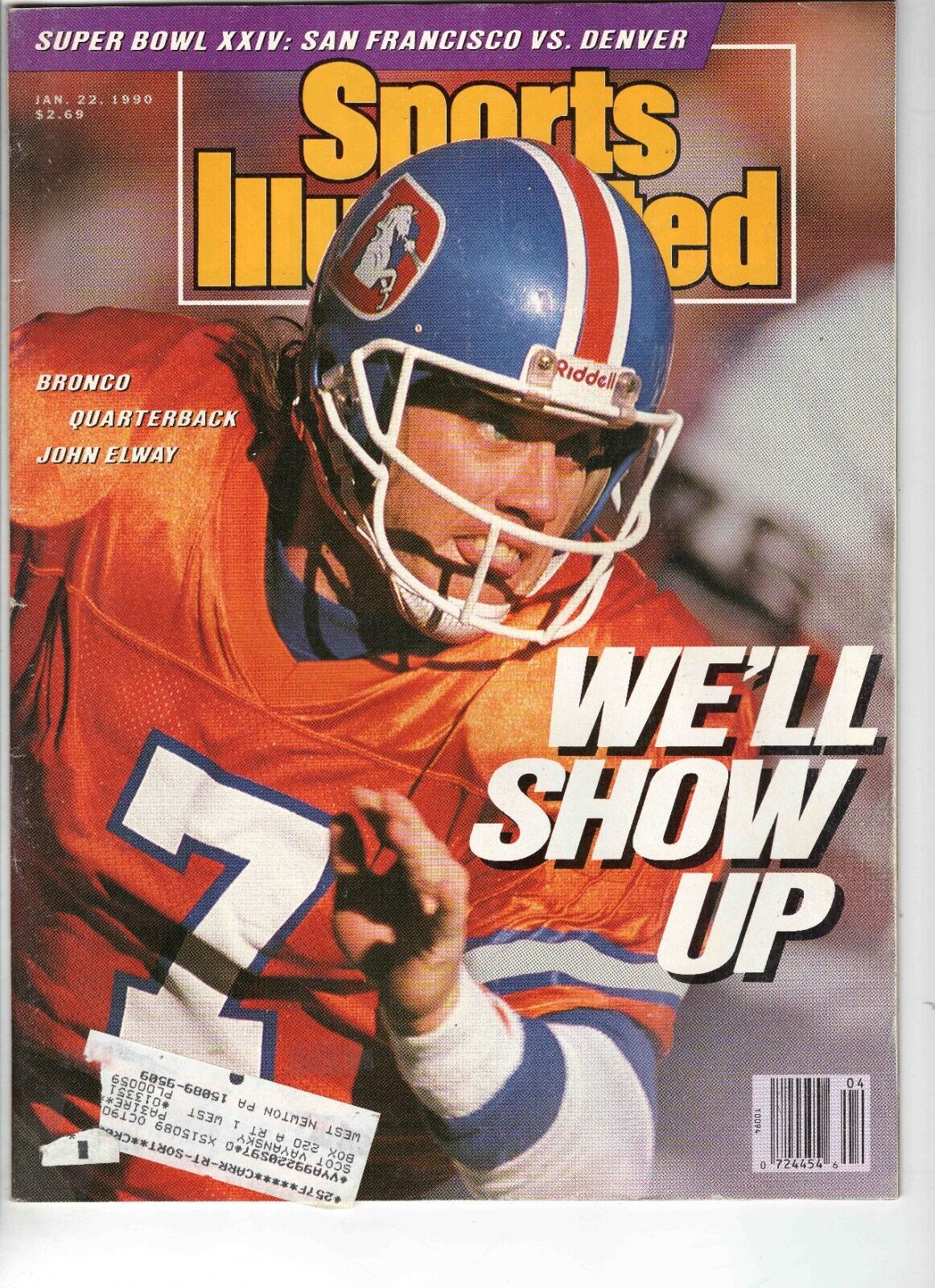 Jan 22 1990 Sports Illustrated Magazine John Elway Broncos