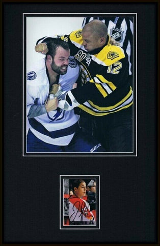 Jarome Iginla FIGHT Signed Framed 11x17 Photo Display Bruins