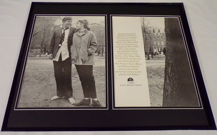 1967 Barefoot in the Park 16x20 Framed ORIGINAL Industry Advertisement Redford