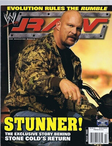 ORIGINAL Vintage March 2005 WWE Raw Magazine Stone Cold Steve Austin