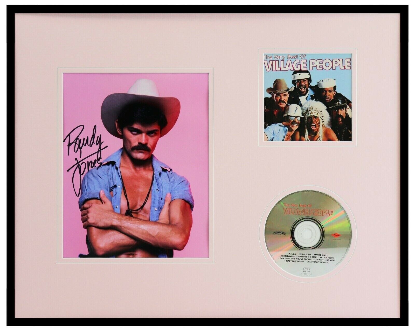 Randy Jones Signed Framed 16x20 Village People CD & Photo Display AW