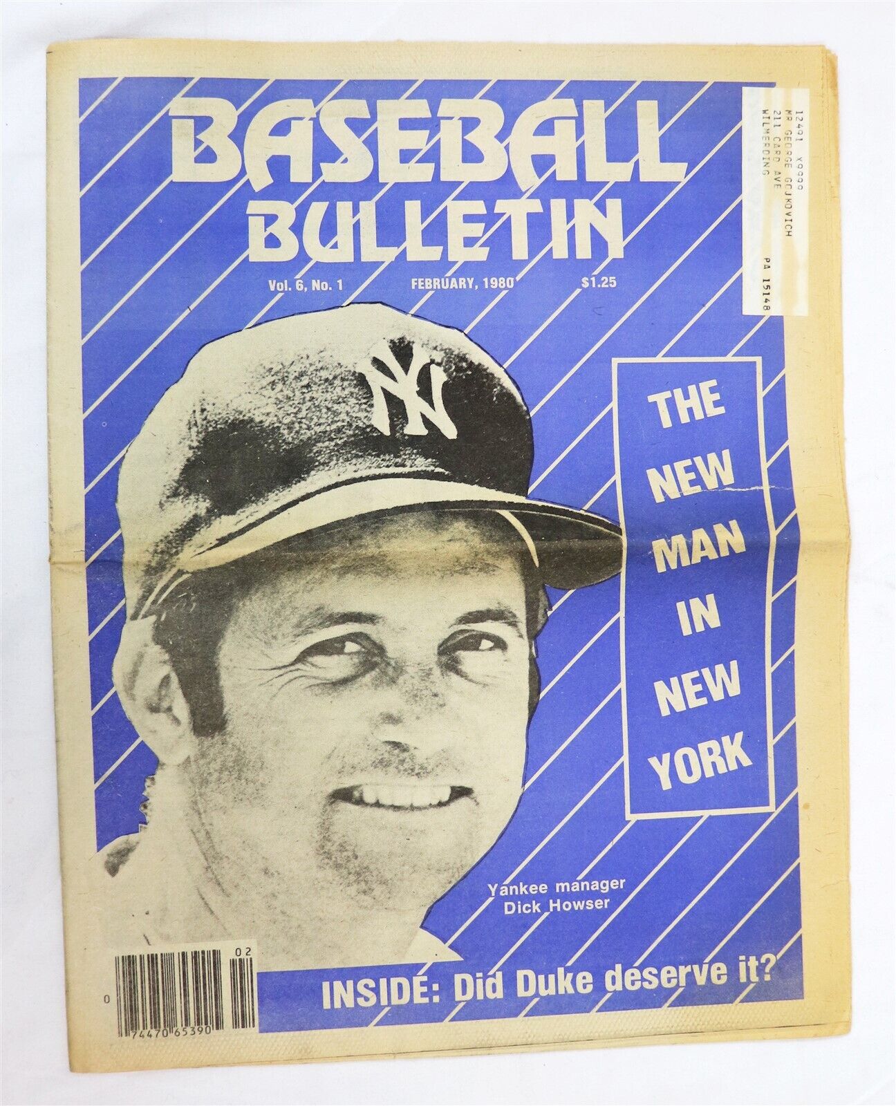  VINTAGE Feb 1980 Baseball Bulletin Magazine Dick Howser