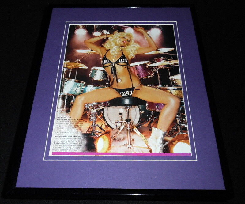 Paris Hilton 2006 Eat the Rich drumming in lingerie Framed 11x14 Photo Display