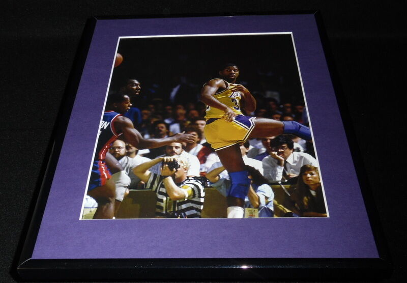 Magic Johnson Framed 11x14 Photo Display Lakers vs Pistons