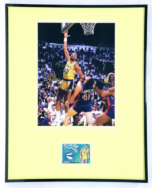 Kareem Abdul Jabbar 16x20 Framed Game Used Shorts & Photo Display Lakers