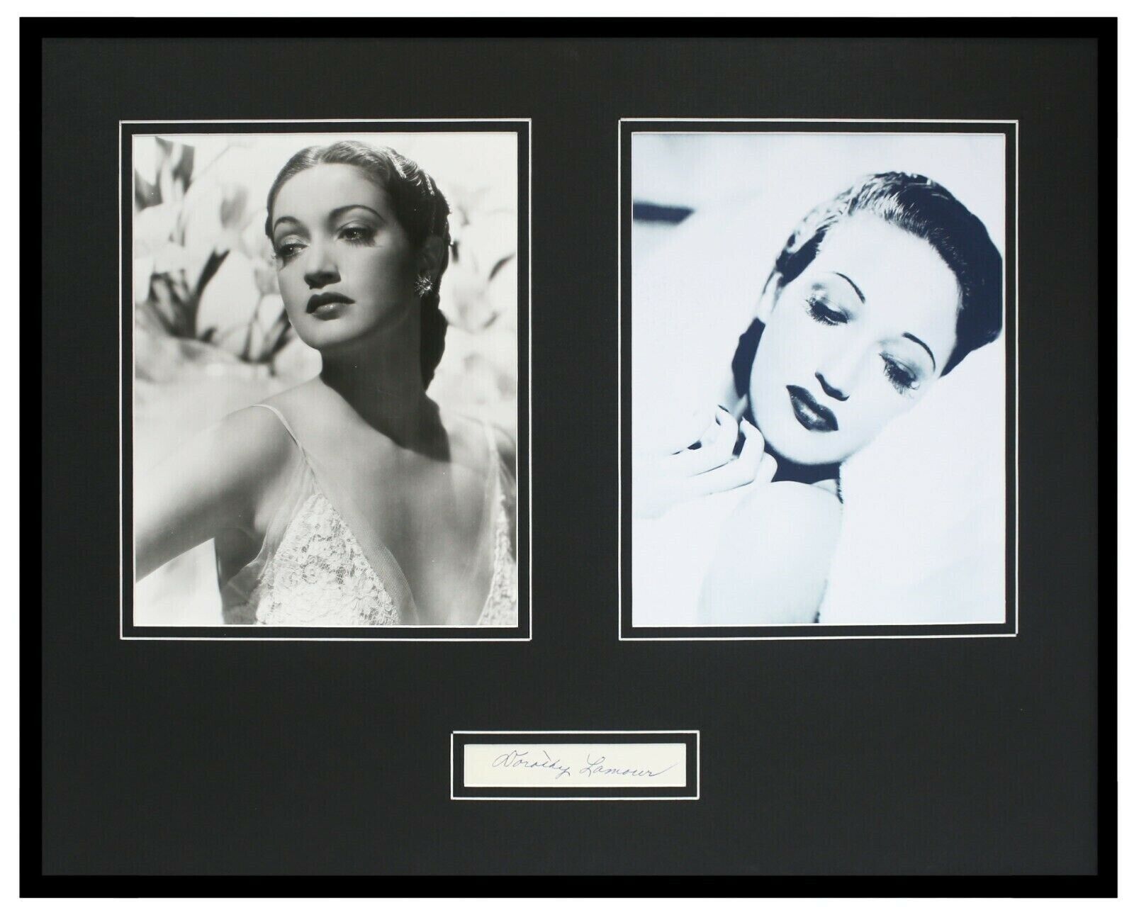 Dorothy Lamour Signed Framed 16x20 Photo Set JSA