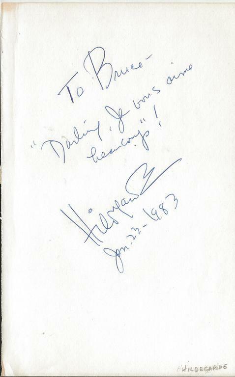 Hildegarde Sell Signed Note on 5.25x8.5 Vintage Album Page Dated 1983