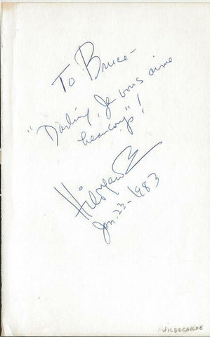 Hildegarde Sell Signed Note on 5.25x8.5 Vintage Album Page Dated 1983