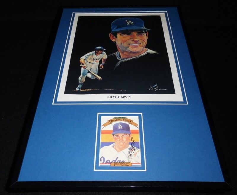 Steve Garvey Signed Framed 11x17 Volpe Poster Display LA Dodgers